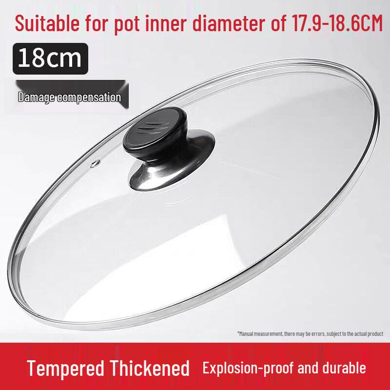 Universal Tempered Glass Stainless Steel Lid for Flat-Bottomed Pans and Woks