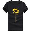 Women  Plus Size Sunflower Print Short Sleeved T-shirt Blouse Tops