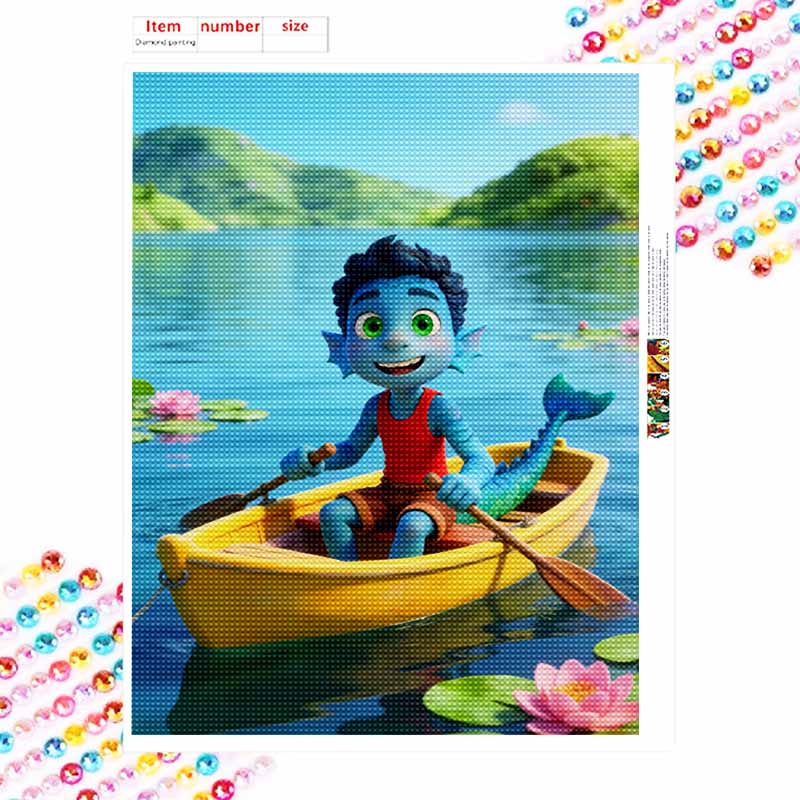 Disney DIY diamond painting 5d full diamond cross stitch Luca boat lake scenic beauty decorative painting