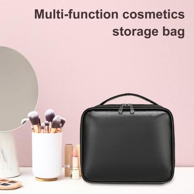 Travel Cosmetic Storage Bag Large Capacity Waterproof Multiple Compartments Zipper Closure Easy Access Portable Toiletry Cosmetics Bag