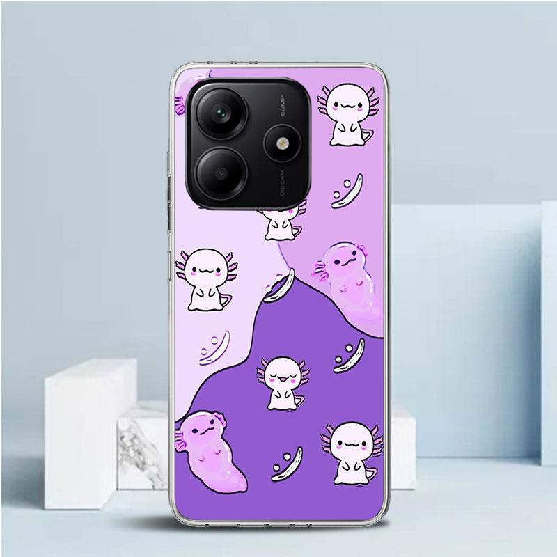 Cute Axolotl Kawaii Soft Cover for Xiaomi Redmi Note 15 14 13 12 Pro Plus Phone Case 14S 11S 11T 11E 10S 10 4G Pattern Shell Red