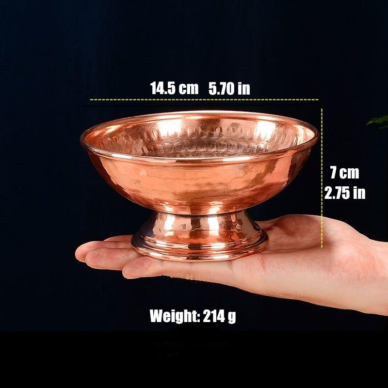 

Tibetan Red Copper Bowl Fruit Dish Auspicious 21 CM Buddhism Engraving Plate Altars Food Tray Desktop Indoor Home Decorative