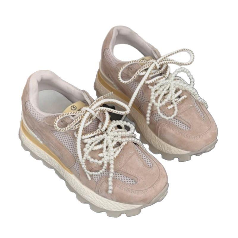 Genuine leather~ inner height increase 8CM Forrest Gump shoes women's 2025 summer new breathable mesh small casual sports women's shoes