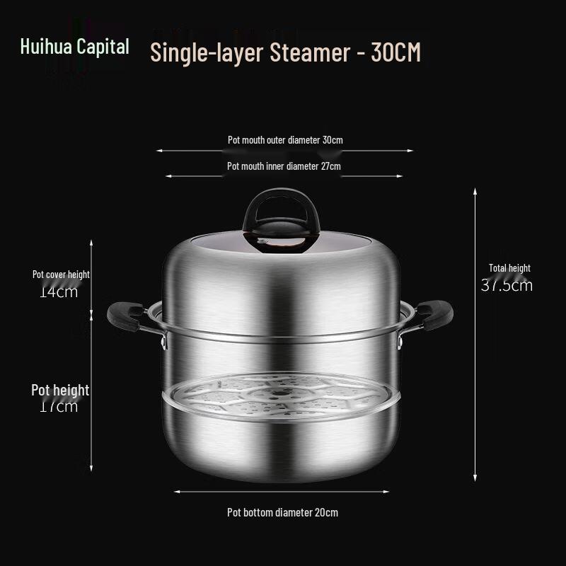HUIHUADU 30 см Пароварка из нержавеющей стали с видимой крышкой