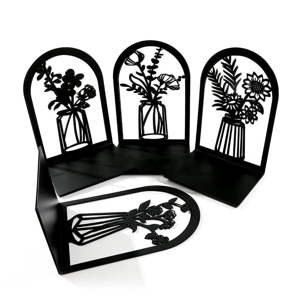 2Pcs Anti-Slip Office Supplies Hollow Book Rack Stand 2025 Metal Bookends