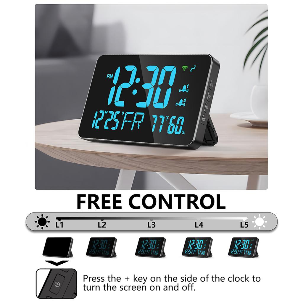Tuya WiFi Desktop Clock Calendar Intelligent Thermometer Hygrometer with Digital LED Display Support WIFI Auto