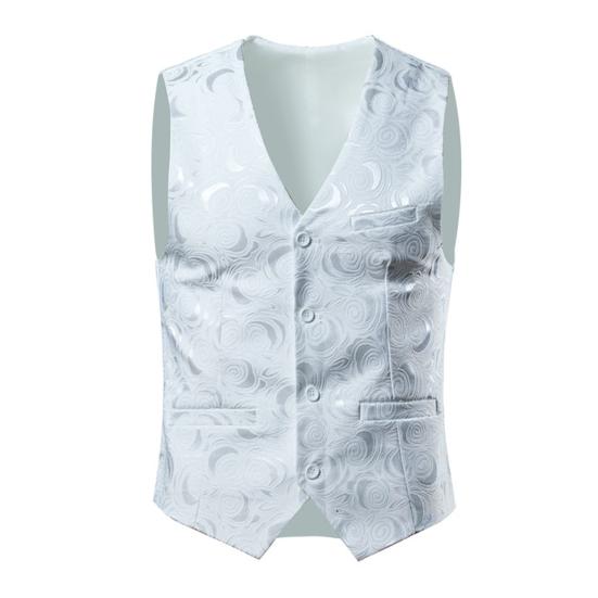 Männer Weste Mantel Ärmellos Blumendruck Formale Slim Fit Strickjacke Hochzeit Party V-ausschnitt Plus Größe Einreiher Bräutigam Weste Männer Kleidung