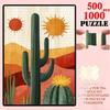 500/1000pcs Jigsaw Puzzle Suitable for & Families - Red Sun Warming Green Hill Palm Tree Challenge, Portable Rectangular Brain for, Wedding Gifts, New
