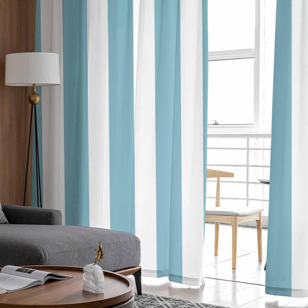 Gestreifte Cyanfarbene Transparente Vorhänge Moderner Gazevorhang für Wohnzimmer Schlafzimmer Voile-Garnvorhänge