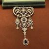 Retro Style Elegant Corsage Light Luxury Full Diamond Sapphire Inlaid Brooch Medieval Versatile High-end Design Pin Accessories