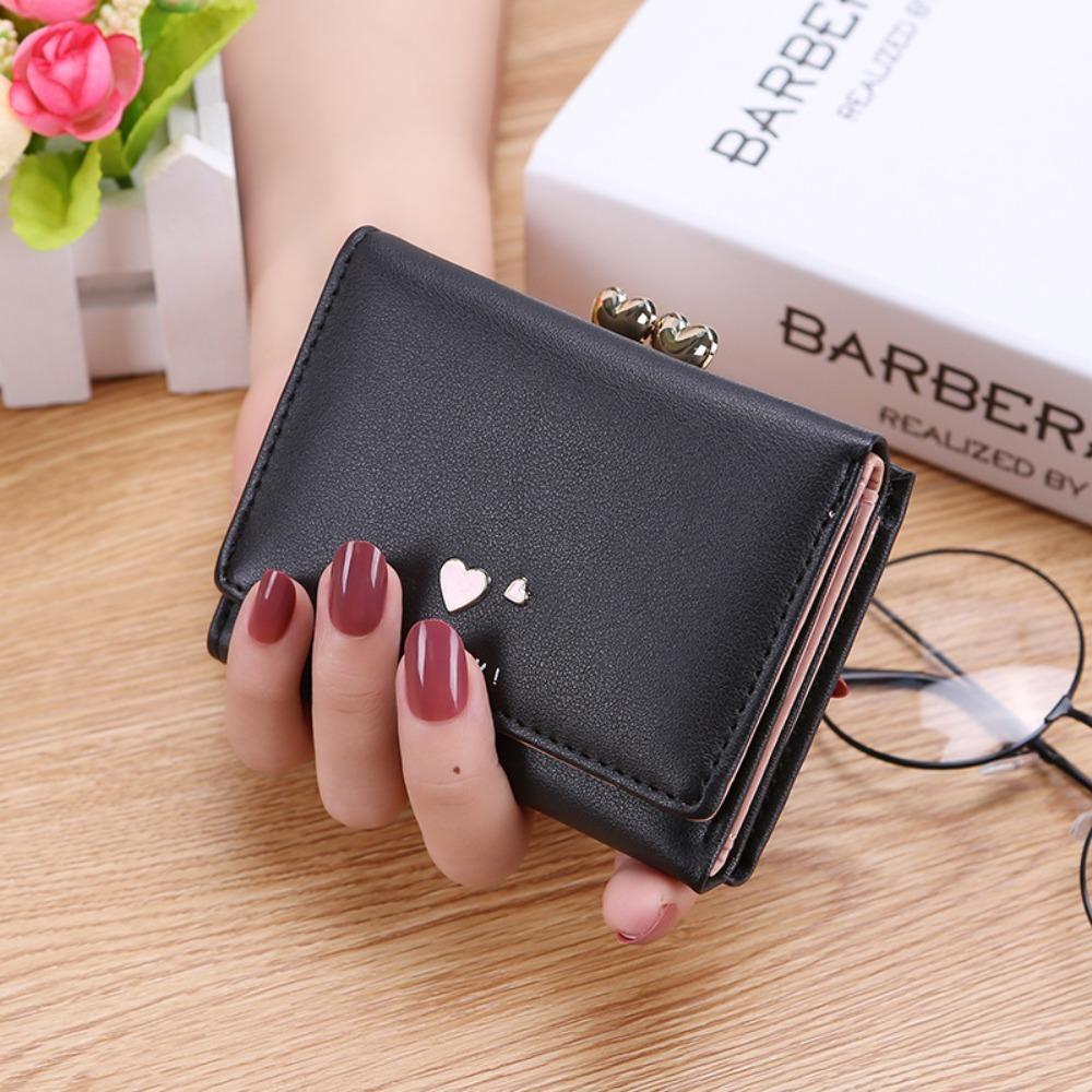 New Cartoon Coin Purse Heart Large Capacity Card Bag PU Leather Short Wallet Student