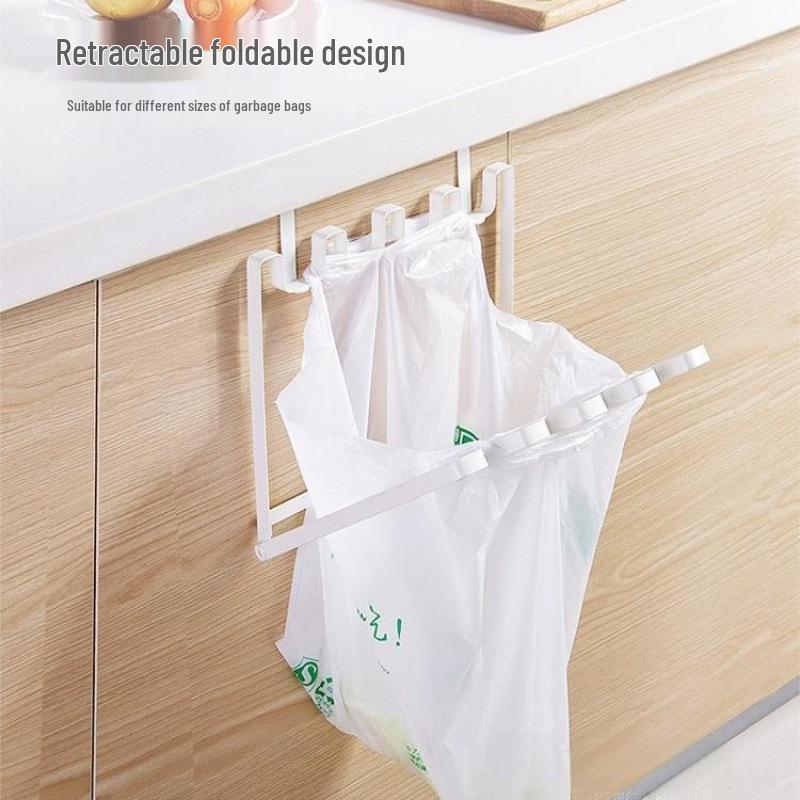 Foldable Kitchen Trash Bag Holder: Wall-Mounted, Wrought Iron, for Cabinet Door
