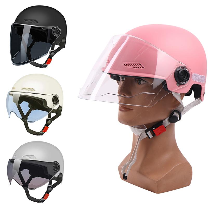 1 Piece 3C Certified Men'S And Women'S Adult Cartoon Electric Bicycle Motorcycle Half Helmet With Goggles Bicycle Safety Helmet