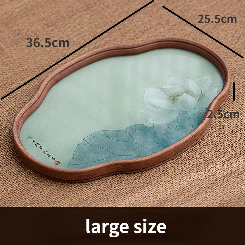 Begonia Glass Lotus Tea TraySmall Chinese Pot Bearing Dry Bubble TableBamboo Premium Tea Storage Tray