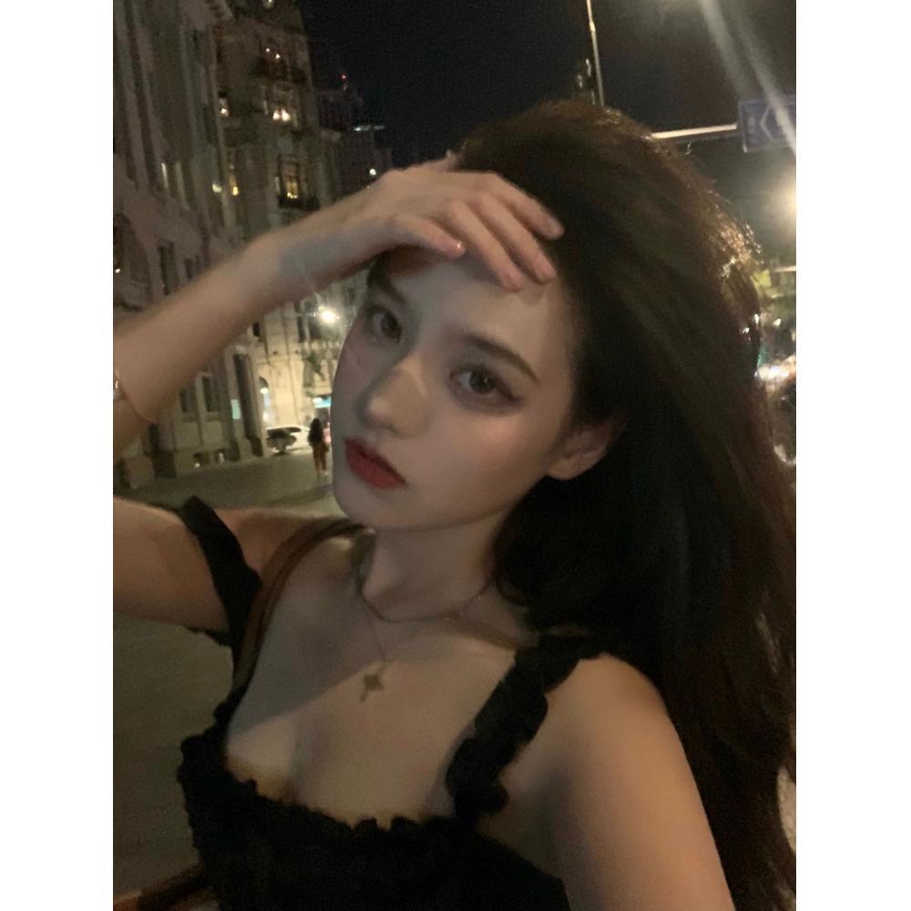 Ballet waist suspender dress women's summer short cake small black dress small princess tutu