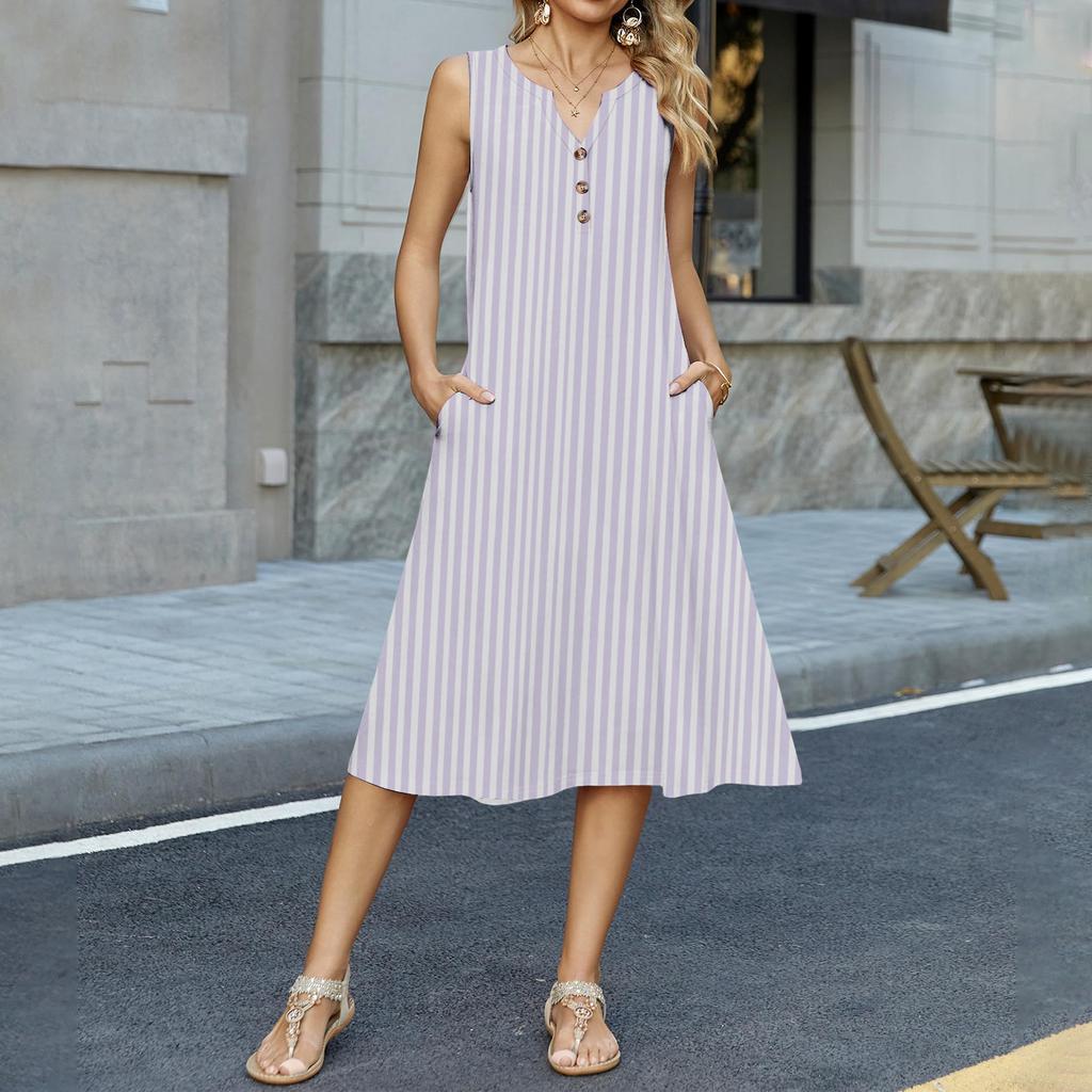 Lässiges, kariertes und gestreiftes Kleid für Damen