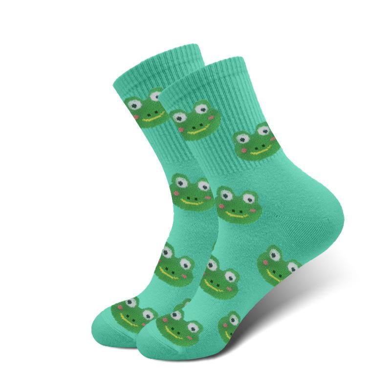 

1/4 пары женских носков с рисунком лягушки, модные уличные носки, впитывающие пот, дышащие, мягкие, удобные, повседневные носки One Size