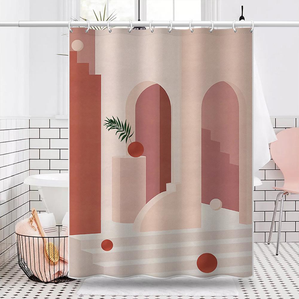Nordic Wind Abstract Art Shower Curtain Waterproof Polyester Fabric Bath Curtain Morandi Color Block Curtains For Bathroom Decor