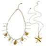Natural Shell Starfish Coral Stackable Necklace Adjustable Multi Strand Design Stainless Steel Acrylic Beads For Women