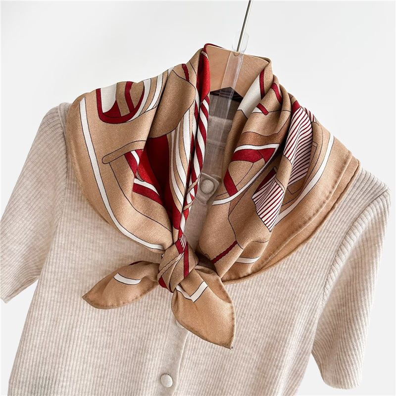 Fashion 70% Wool 30% Real Silk Scarf For Women Shawls Wraps Foulard Scarves Square Pashmina Female Hijab Bandana Kerchief 62Cm