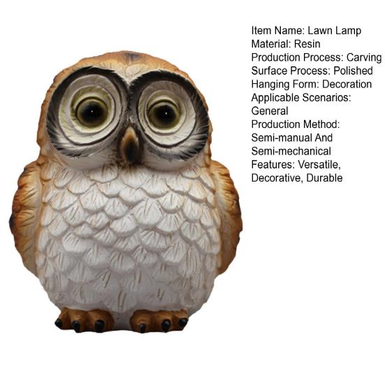 Solar Owl Garden Statue Solar Powered LED Night Lights Resin Animal Decor for Yard Patio Weatherproof Outdoor Ornament