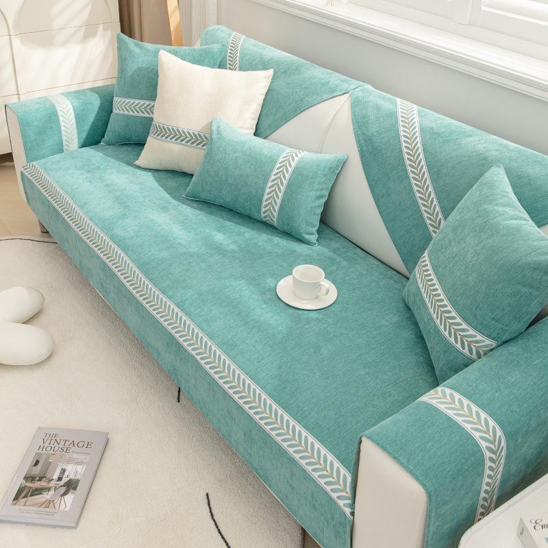 Sofa Kissen Chenier Universal für alle Jahreszeiten, Einfacher und moderner rutschfester Sofaüberwurf All-Inclusive Universalüberzug Stoffhandtuch Sitzkissen