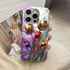 Tulip Flowers High-end Phone Case Electroplated Glass TPU PhoneCase for iPhone 17 16 15 14 13 12 11pm Pro Plus