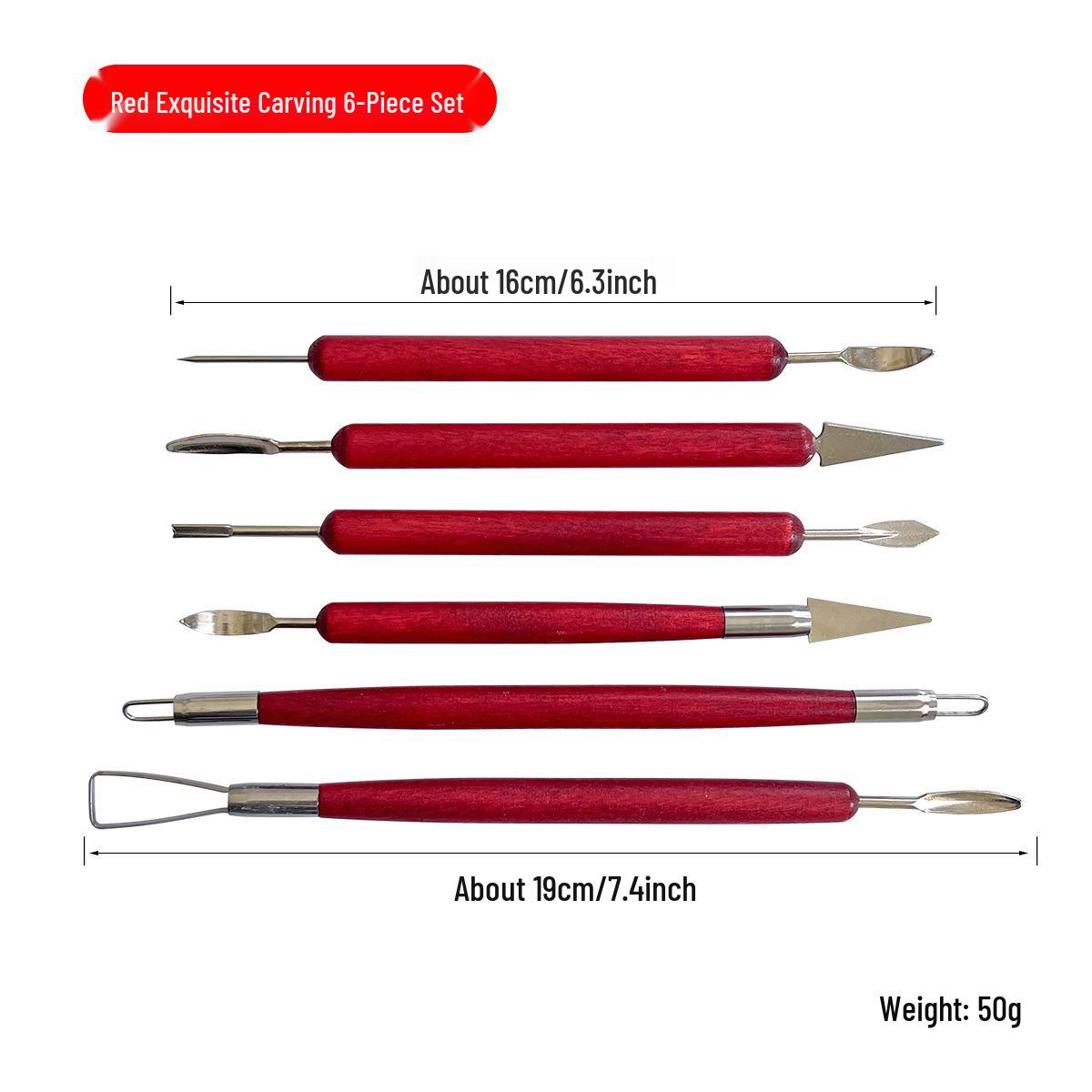 6-Piece Clay Sculpture Knife Set: Steel Wire, Wooden Pottery Wheel, Trimming & Art Scraper Tools