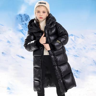 Meninas Inverno Crianças Longo Preto Ouro Down Algodão Jaqueta Inverno Joelho Meninos E Meninas Cor Sólida Algodão Casaco