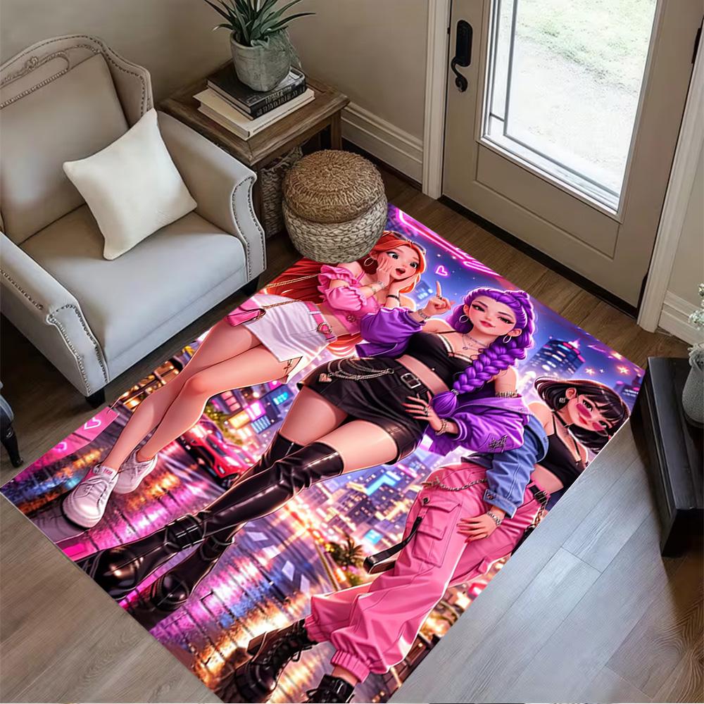 1pc K-pop Demon Hunters Rug Home Carpet Decoration Office Decor Gift Living Room Bedroom