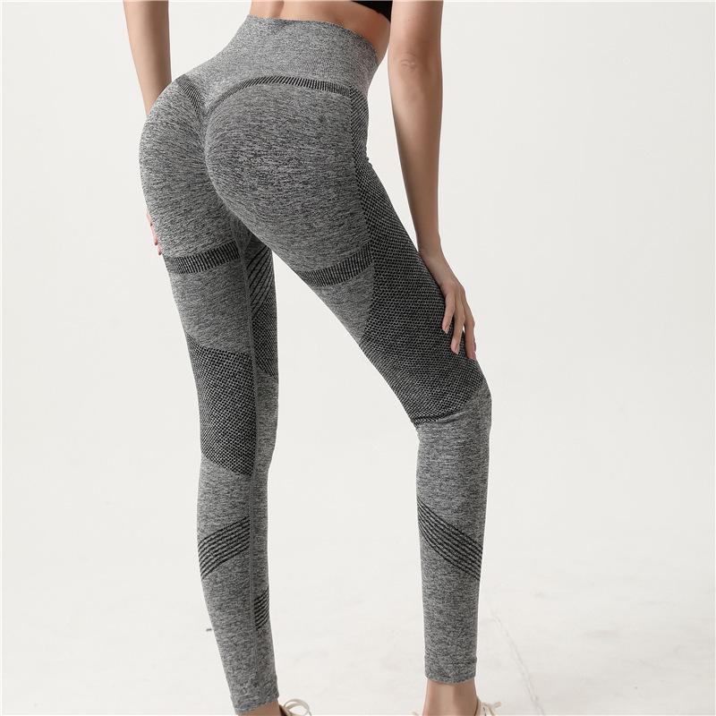 Женские бесшовные леггинсы для йоги и бега с высокой талией Medium серый