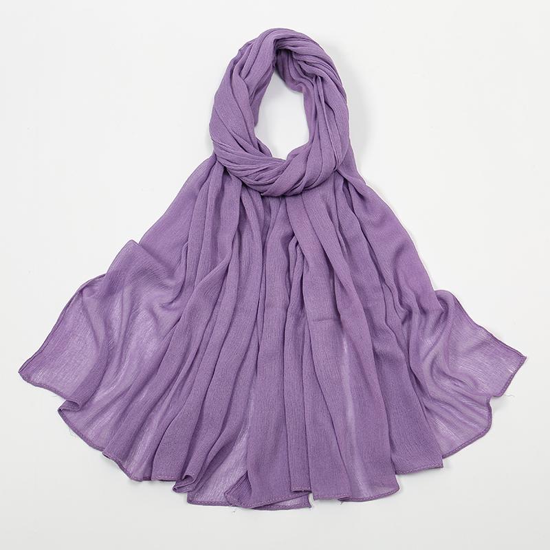 Crinkle Muslim Women Hijab Wrinkle Rayon Headscarf Solid Color Women's Turban Plain Viscose Cotton Musulman Femme Shawl Ramanda