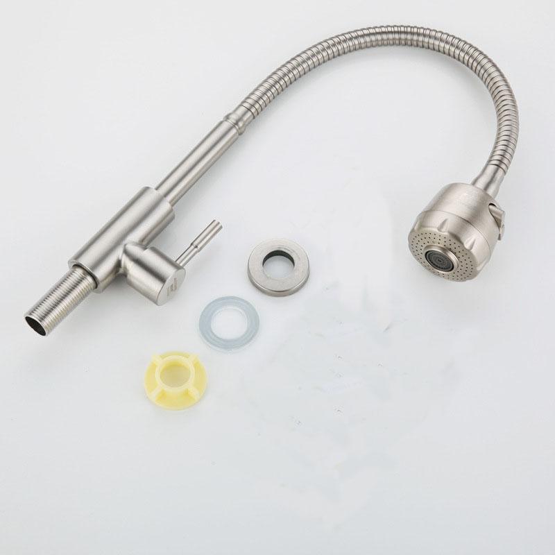 304 Stainless Steel Single Cold Water Sink Faucet Universal Rotation Single Handle Black Color Deck Mounted Sink Water Tap