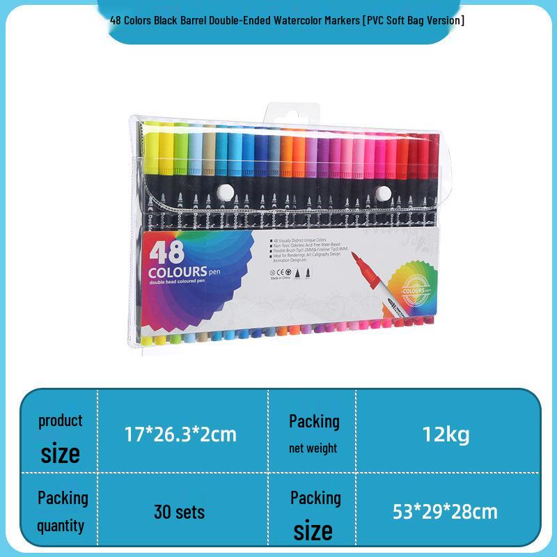 Double-Ended Watercolor Pens for Children - Soft Tip, Water-Based, Vibrant Colored Markers