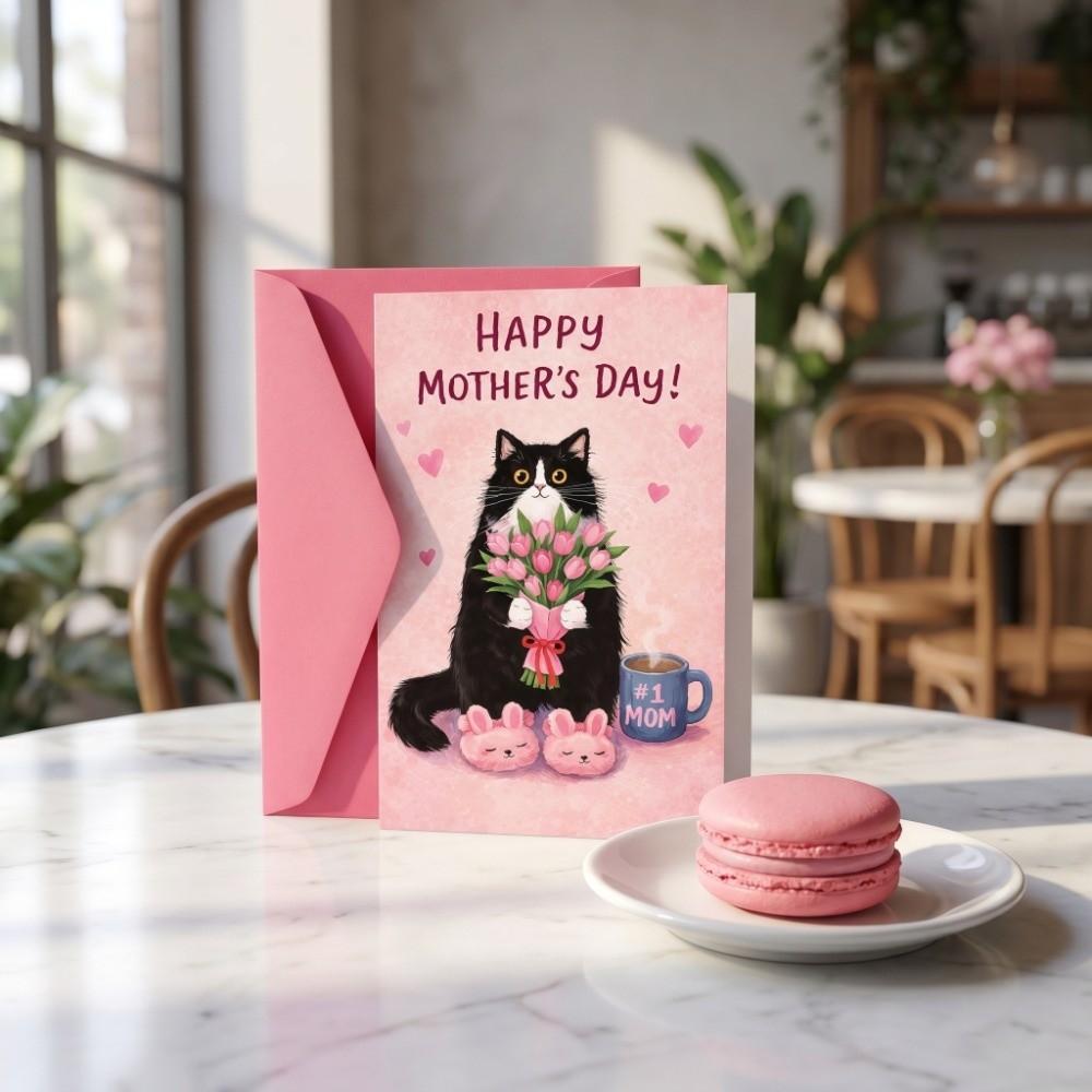 Blessing Message Mother's Day Greeting Card with the Words Whimsical Card Happy Mother's Day