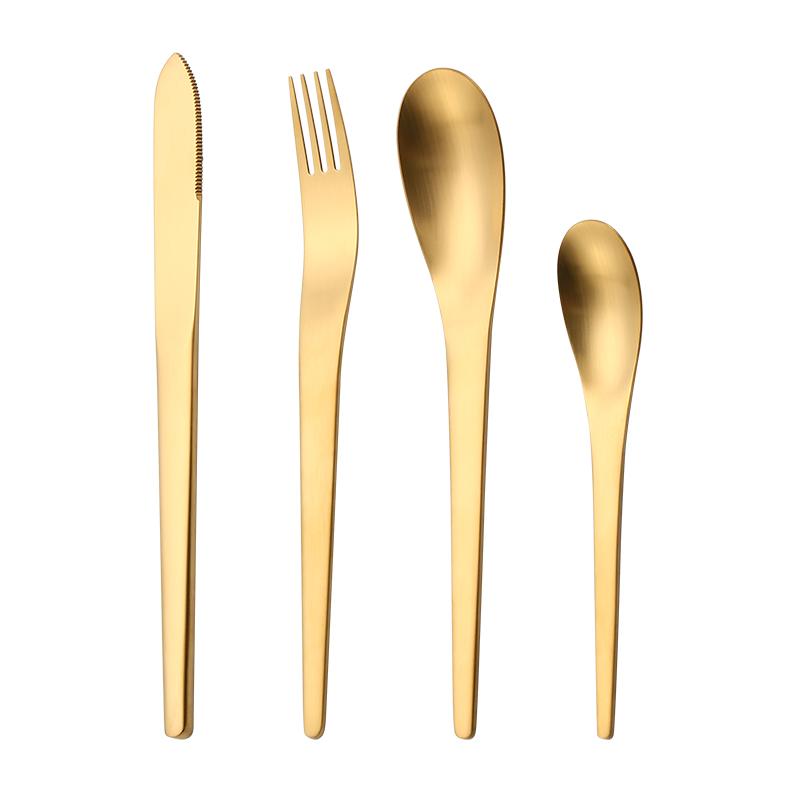 4PCS Cutlery Flatware Set High Quality Gold Dinnerware Set Knife Fork Spoon Set Stainless Steel Kitchen Tableware Set