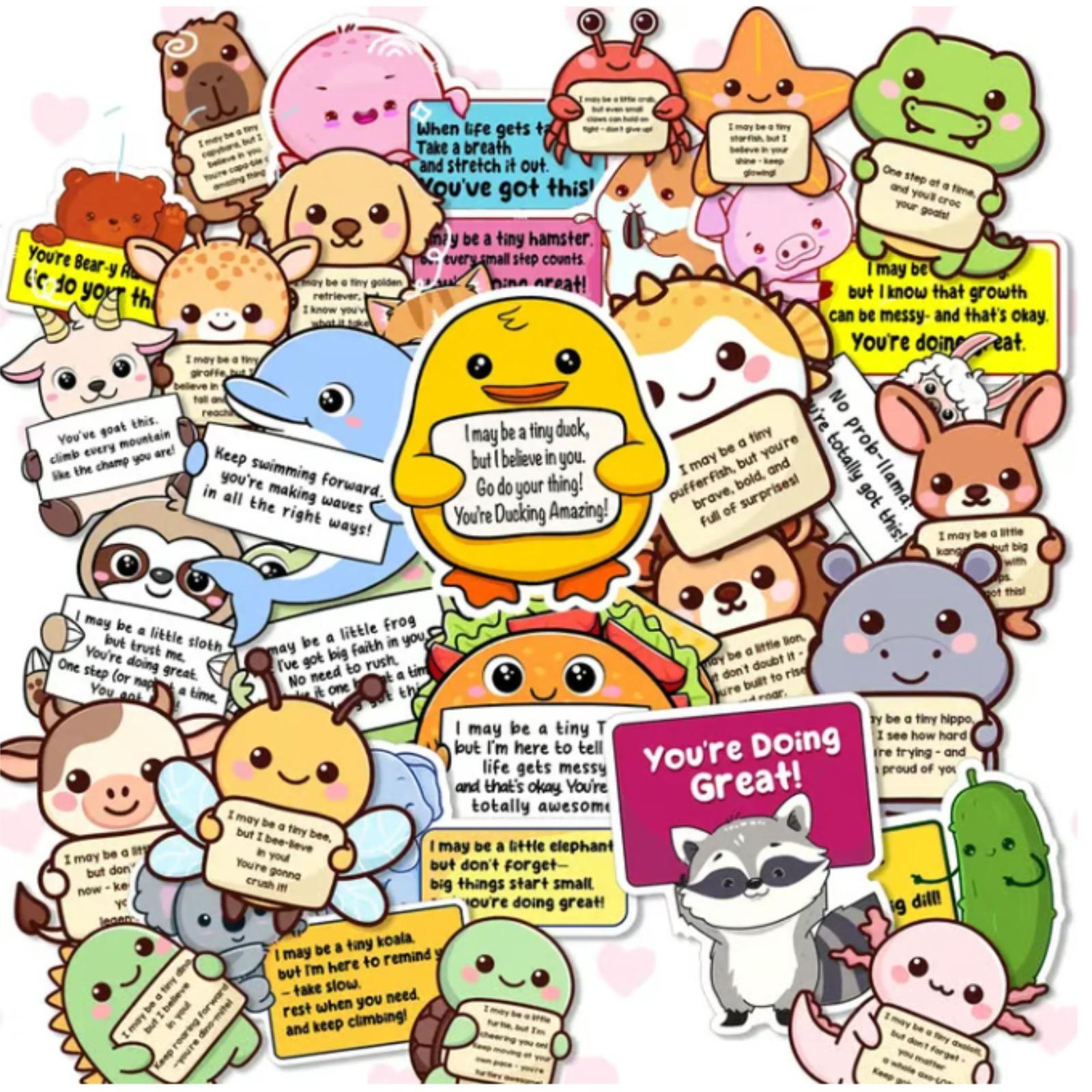 50 Pieces Of Cute Cartoon Animal Stickers For Children, Notebooks, Stationery, Luggage, Notes,WaterproofStickers One Size