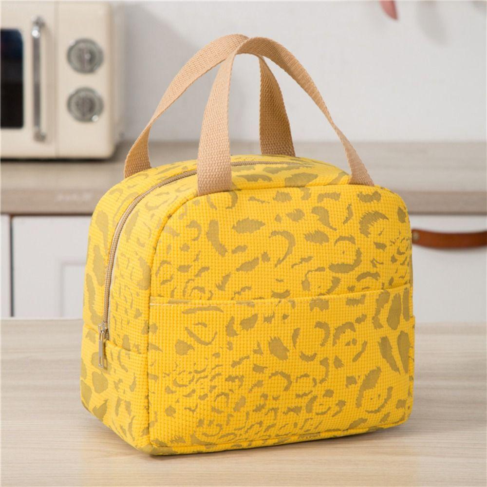 

New Ink Pattern Lunch Bags Multifunctional Large Capacity Aluminum Foil Rice Bag Insulation Bag жовтий