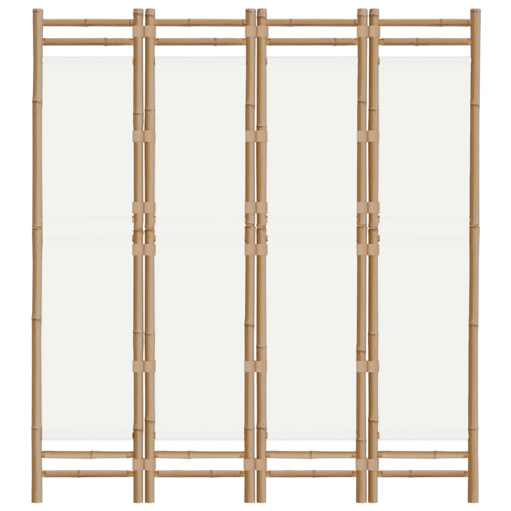 4 Piece Folding Room Divider 160 Cm Bamboo and Canvas