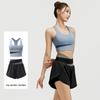 Nude Feeling Yoga Set: Color Block Anti-Exposure Two-Piece Sports Shorts