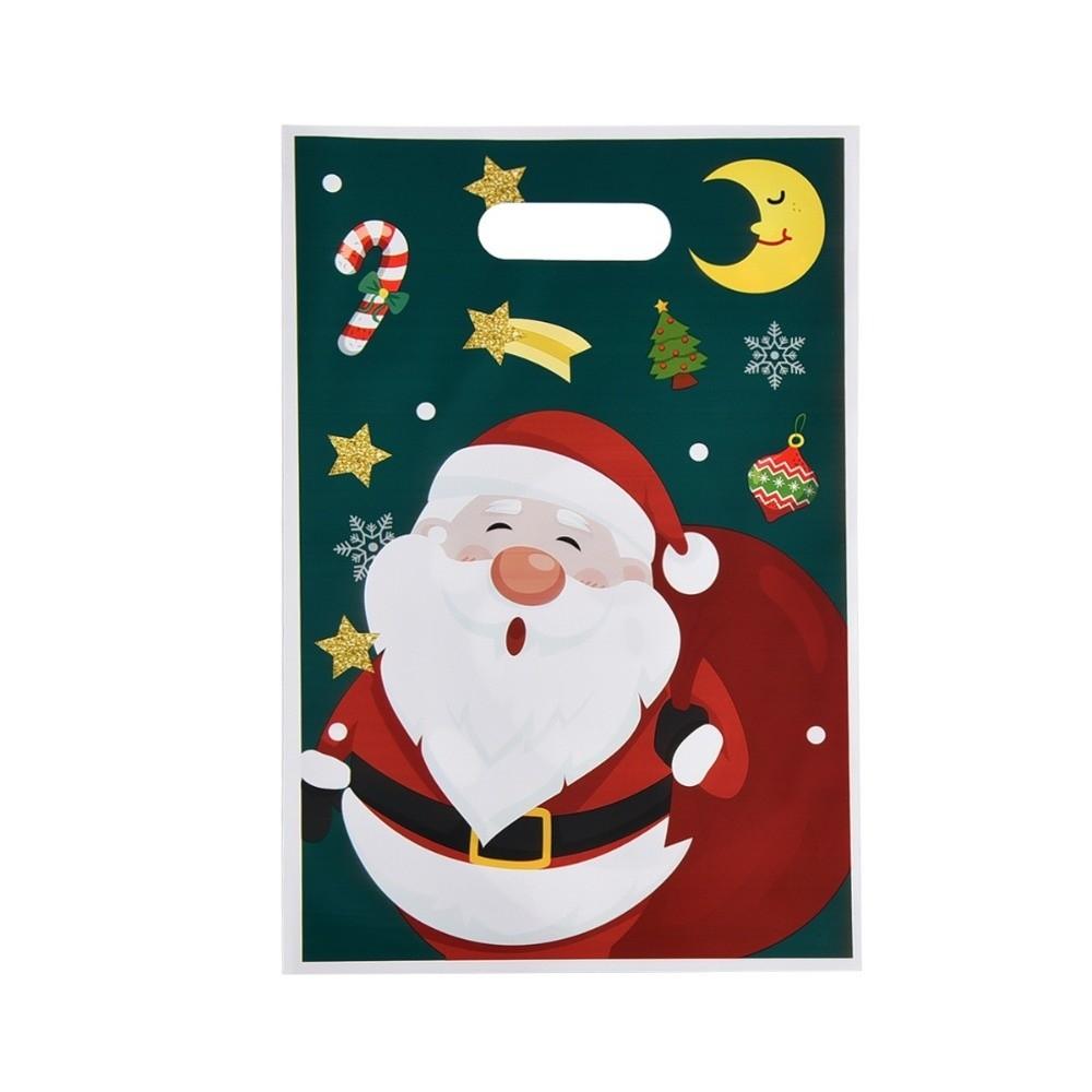 50pcs Cute Christmas Gift Bags Cookies Candy Handbags New Favor Bag  Christmas Decorations