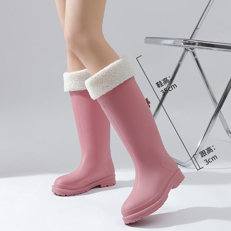 Japanese and Korean Platform Pvc Rain Shoes New Women's Outer Wear, Waterproof and Non-slip Outdoor Long Tube Fashion Rain Boots Women