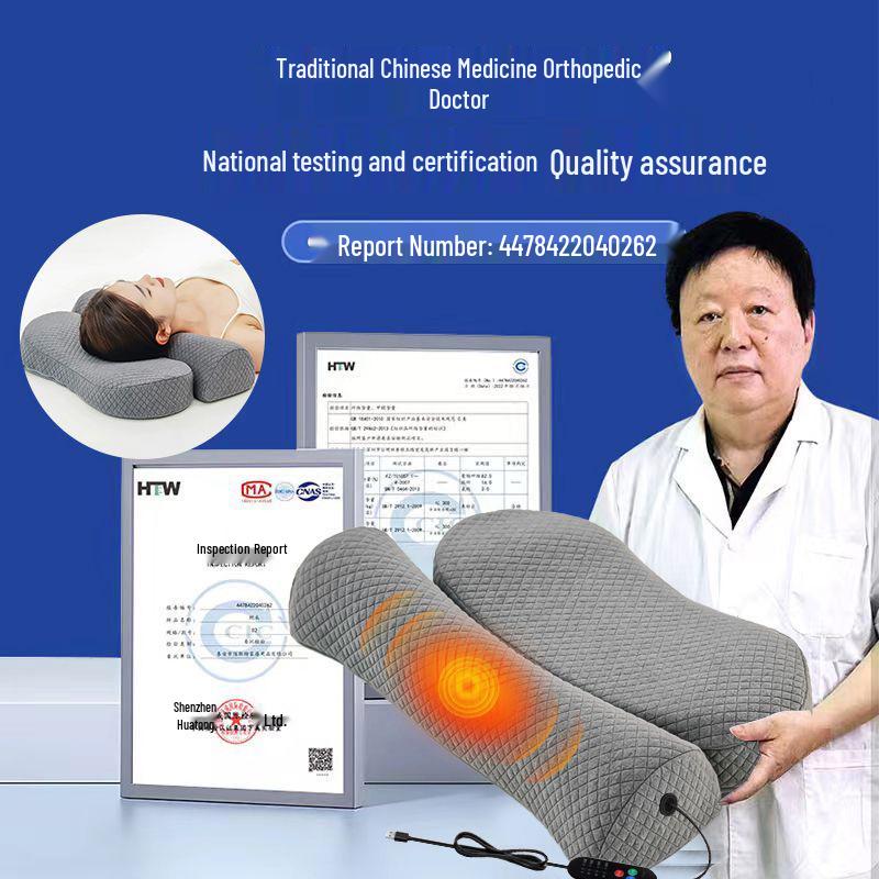 Cross-Border Cervical Pillow: Heated Neck Support, Memory Foam for Comfortable Sleep, Removable & Washable for Side Sleepers