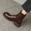 French Thick-soled Round Head Elastic Thin Boots Women's 2022 Autumn and Winter Flat-bottomed British Style Short Boots Simple Martin Boots