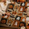 Couverture Patchwork Halloween Peluche Douce pour Canapé Chambre Décor Festif