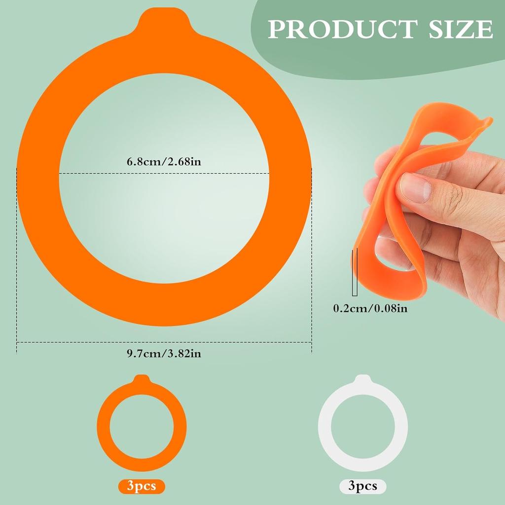 6PCS Silicone Jar Gaskets 3.75Inch Rubber Seals Rings for Glass Jars Airtight Gasket Sealing Rings for Regular Mouth Canning Jars,Leak Proof Rubber