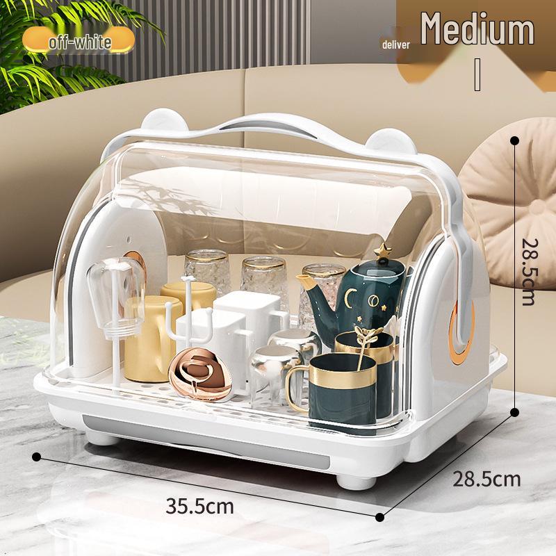 Dustproof Desktop Cup Holder & Draining Tray for Glasses and Teacups