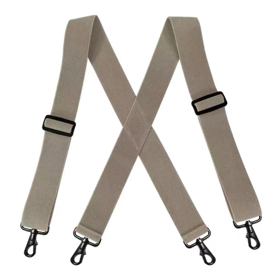 

Мужские эластичные подтяжки с 4 крючками, расширенные 5 см, черные X-образные перекрещенные для больших размеров хаки