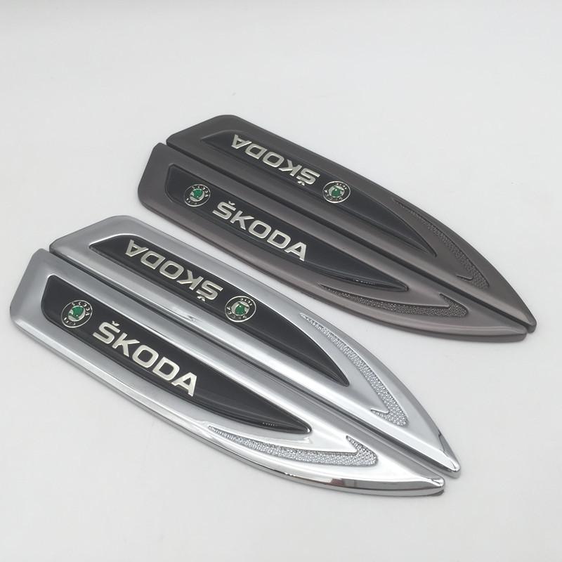 ADZ1 2pcs 3D new for SKODA Car Fender side Emblem Badge Decal rear tail bumper trunk Sticker styling Accessories