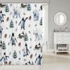 Erosebridal Penguin Polar Bear Shower Curtain,Rustic Cabin Lodge Kids' Shower Accessories,Kawaii Polar Animal Bathroom Shower Cu